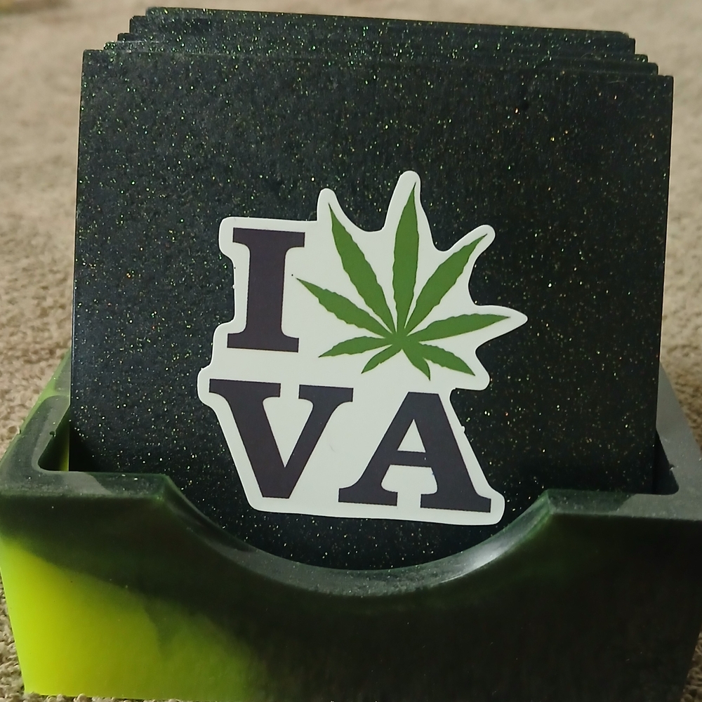 Black Glitter Coasters with Holder